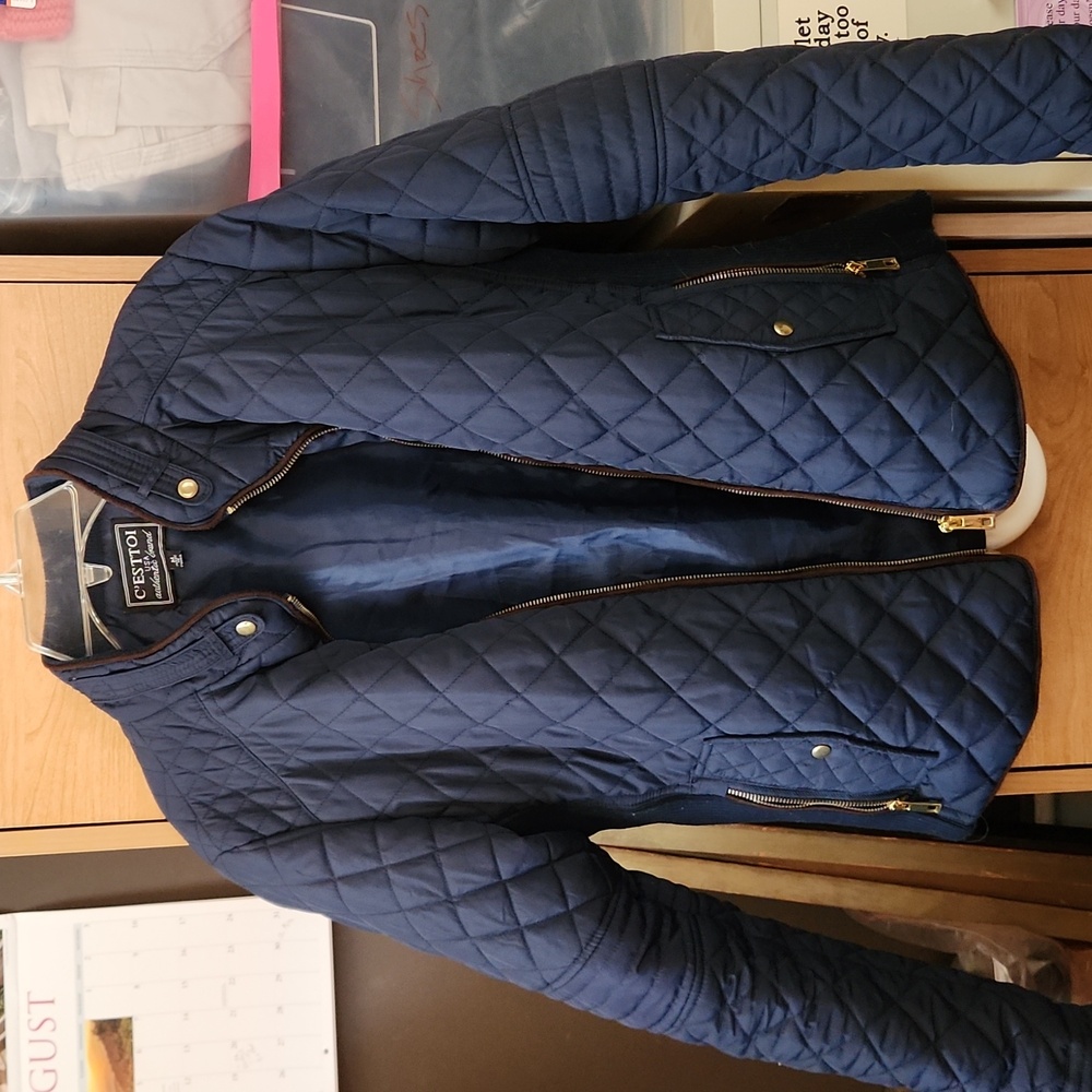 C'Esttoi Navy Jacket Gold hardware Brown trim
